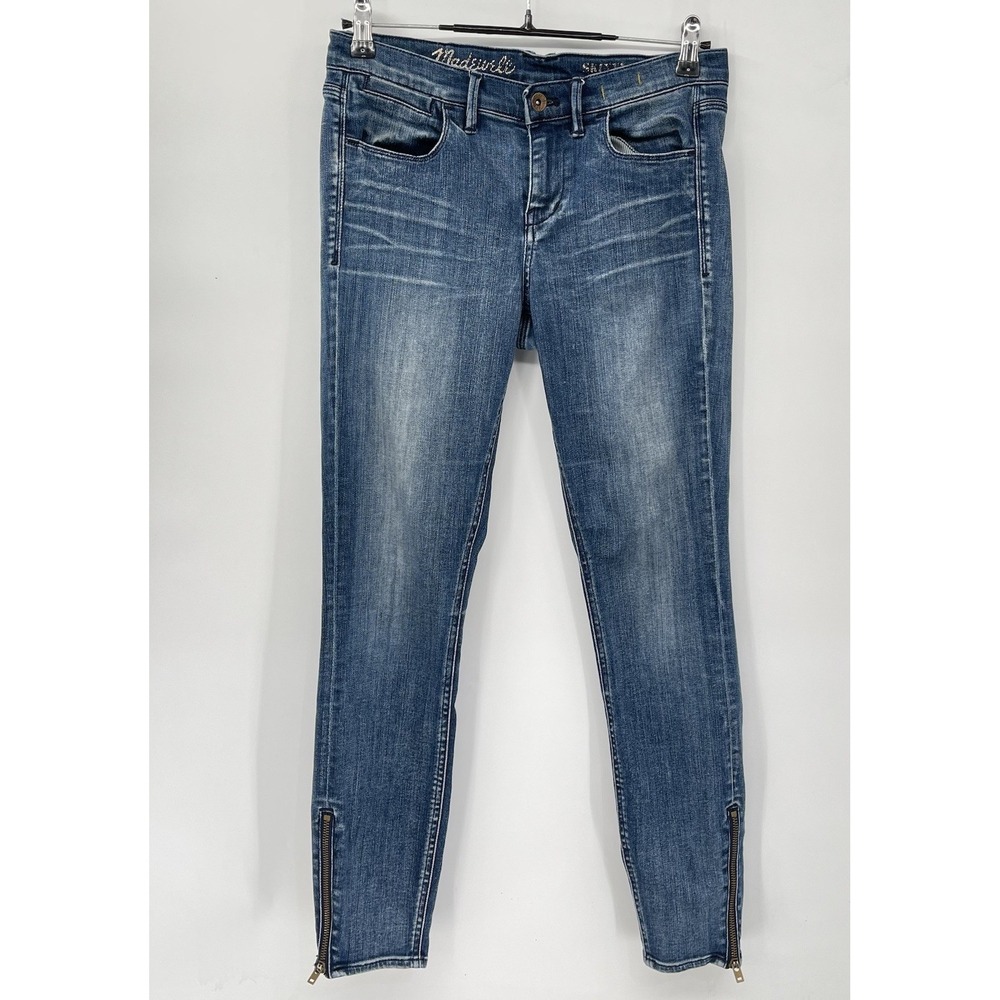 Madewell 27 Skinny Skinny Ankle Jeans Womens Blue Zipper Hem Mid Rise Stretch